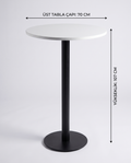Çağlar Metal Kokteyl Bistro Masa 70 cm Tabla Çapı 107 cm Yükseklik MDF Lam Üst Tabla Metal Ayak Bar Masası